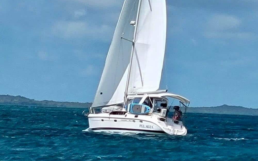 Pelagia sailing in the Caribbean